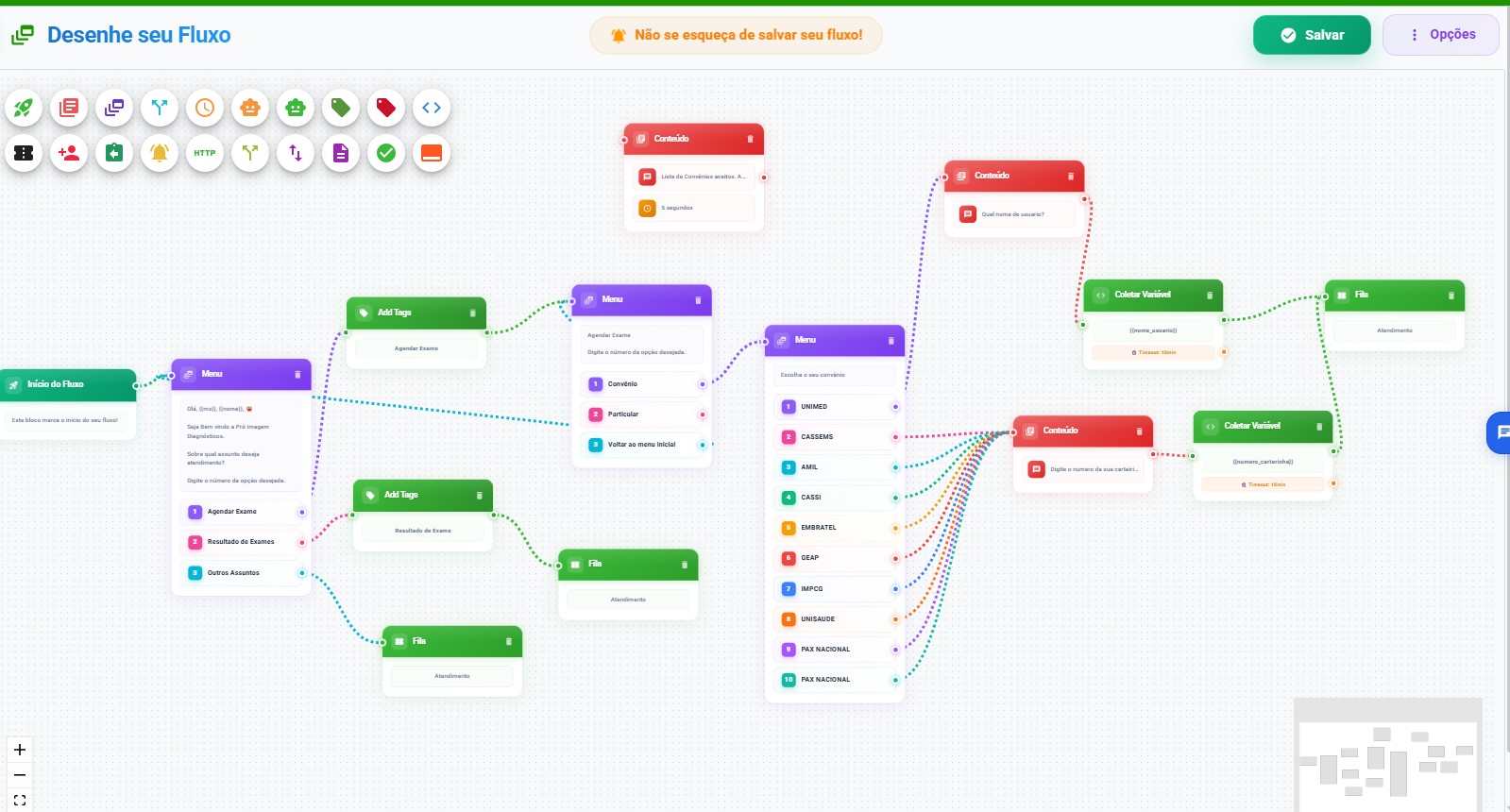 Construtor de Fluxos iZchat